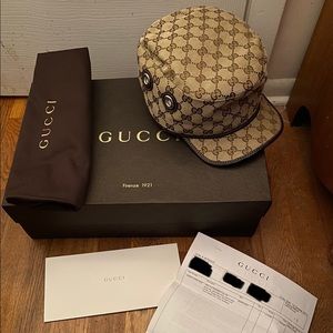 Gucci Original Logo GG Canvas Military Hat